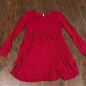 Long Sleeve Red Swing Dress for Women